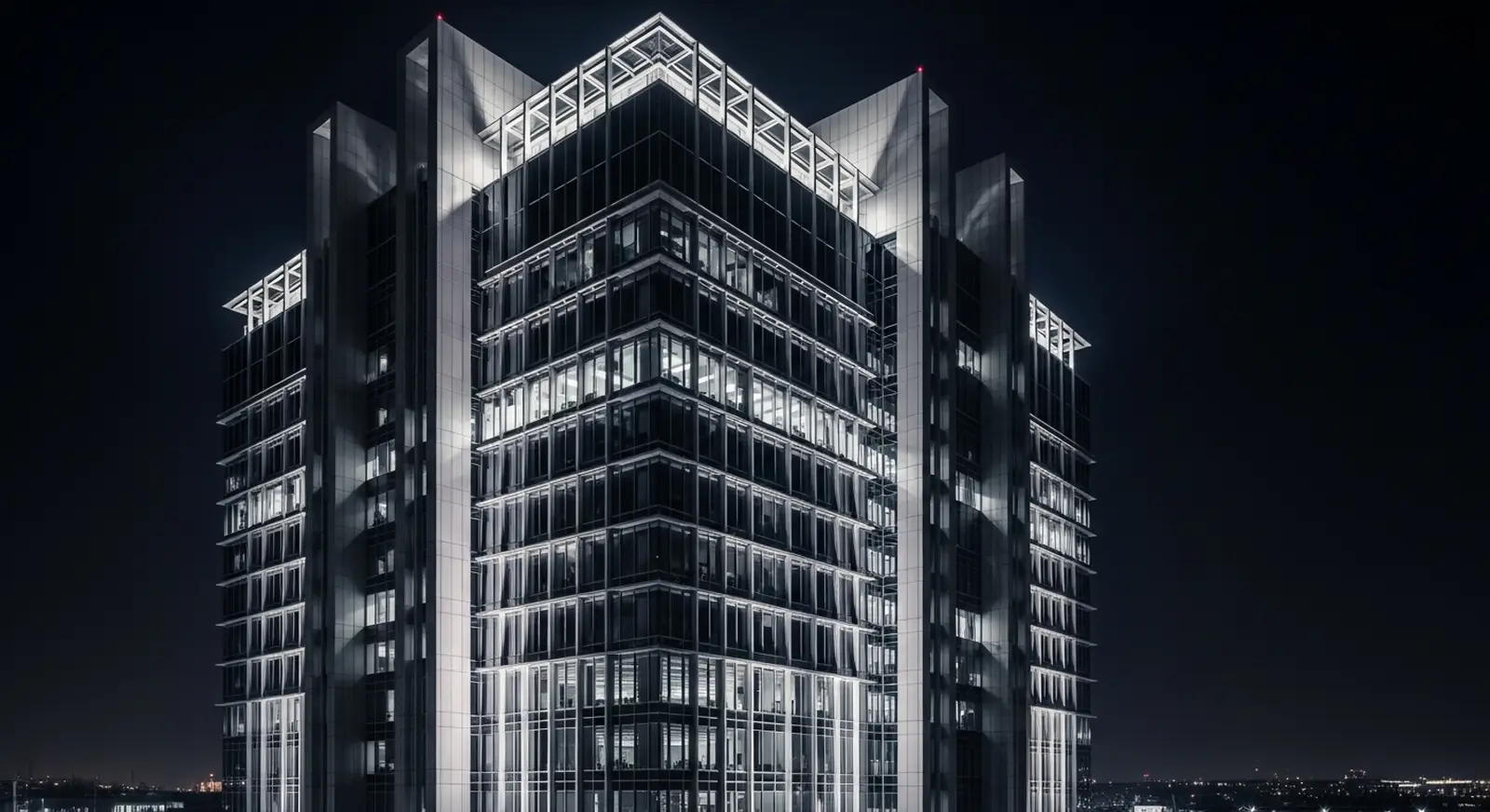 Corporate office building secured at night